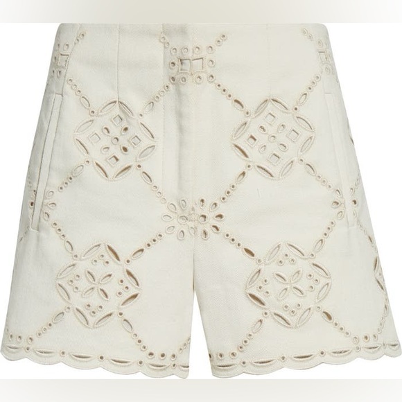 Veronica Beard Pants - VERONICA BEARD JAZMIN HIGH WAIST EYELET SHORTS - SOFT WHITE SIZE 2 (PREOWNED)